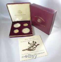 1997 US Jackie Robinson 4 Coin Gold & Silver Proof & Uncirculated Set Box/ COA