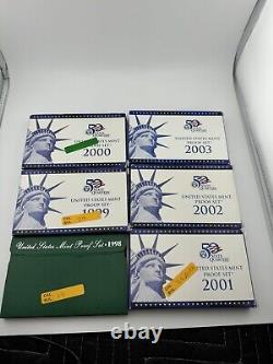 1998-2003 US Mint Proof Sets in OGP with COA