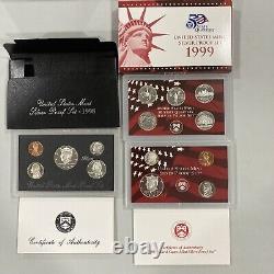 1998-2007 S US Mint Silver Proof Sets Lot (10 years) with box and all with OGP & COA