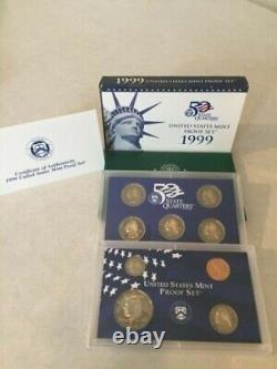 1999 2003 S United States Mint Proof Set With Boxes & COA