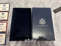 1999-2004 U. S. Mint Proof +Silver Proof Sets Government Issued Box Inc