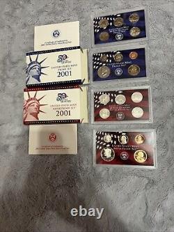 1999-2004 U. S. Mint Proof +Silver Proof Sets Government Issued Box Inc