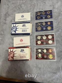 1999-2004 U. S. Mint Proof +Silver Proof Sets Government Issued Box Inc