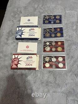 1999-2004 U. S. Mint Proof +Silver Proof Sets Government Issued Box Inc