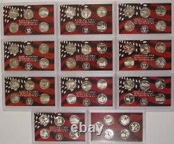 1999-2008+2009 SILVER STATE QUARTER PROOF SETS 11 SETS 56 QUARTERS no box or COA