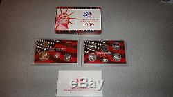 1999-2008 Complete Silver Proof Sets With Boxes, COA'S And Bonus Storage Box