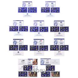 1999-2008 Proof Set Run Original Boxes & COAs 10 Sets CN-Clad US Mint 109 Coins