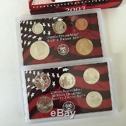1999-2008 STATE QUARTER SILVER PROOF SET US Mint COMPLETE Orig. Boxes & COA's