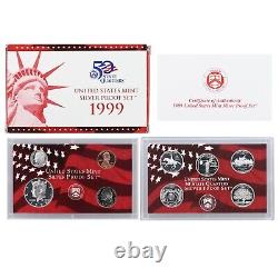 1999-2008 S Proof Set Run Box & COA 90% Silver US Mint 10 Sets 109 Coins