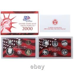 1999-2008 S Proof Set Run Box & COA 90% Silver US Mint 10 Sets 109 Coins