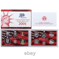 1999-2008 S Proof Set Run Box & COA 90% Silver US Mint 10 Sets 109 Coins