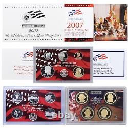 1999-2008 S Proof Set Run Box & COA 90% Silver US Mint 10 Sets 109 Coins