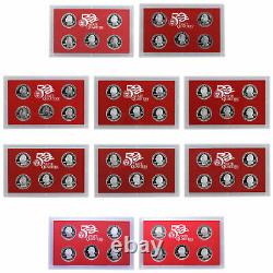 1999-2008 S State Quarter 90% Silver Proof Set Run No Boxes or COAs 50 Coins