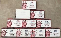 1999-2008 S United States Mint Silver Proof Sets US U. S. 109 Coins Lot OGP