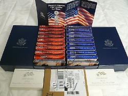 1999 2008 US Mint Proof & Silver Proof Sets w / Original Boxes and COA