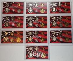 1999-2008 US Mint Silver Proof Partial Set 51 Coins 10 Sets No Quarters 90%