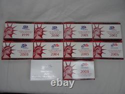 1999-2008 US Mint Silver S Proof Sets with State Quarters US Mint Box & COA OGP