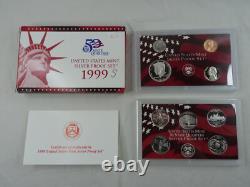 1999-2008 US Mint Silver S Proof Sets with State Quarters US Mint Box & COA OGP
