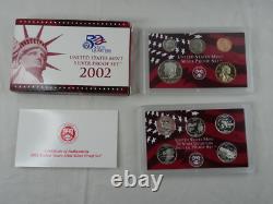 1999-2008 US Mint Silver S Proof Sets with State Quarters US Mint Box & COA OGP