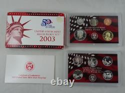 1999-2008 US Mint Silver S Proof Sets with State Quarters US Mint Box & COA OGP