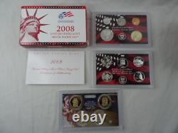 1999-2008 US Mint Silver S Proof Sets with State Quarters US Mint Box & COA OGP
