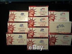 1999 2008 United States Mint Silver Proof Sets