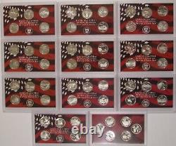 1999 2009 SILVER STATE AND ATB QUARTER PROOF SETS 11 SETS no box or COA