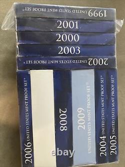 1999-2009 US Mint Proof Sets with Box & COA