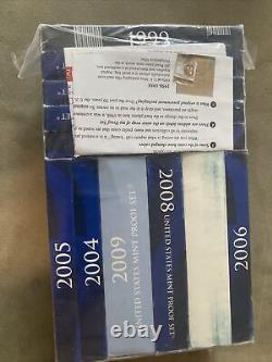 1999-2009 US Mint Proof Sets with Box & COA