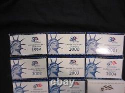 1999-2009 US Mint Proof Sets with Box & COA Lot of 127 Coins (11 SETS) FREE SHIP