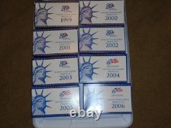 1999-2011 Lot of 13 US Mint Proof Sets withBoxes & COA Excellent Condition