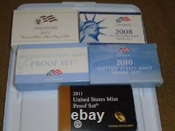 1999-2011 Lot of 13 US Mint Proof Sets withBoxes & COA Excellent Condition