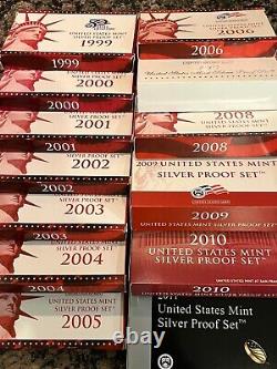 1999-2011 Us Mint Silver Proof Sets 13 Silver Proof Sets Total