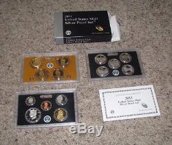 1999-2013 Complete U. S. Mint SILVER PROOF Sets COA US Quarters