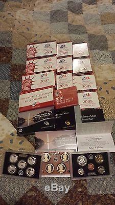 1999-2014 S Proof Sets, Boxes & COAs 90% Silver US Mint 16 Sets-PCGS value $908