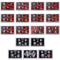 1999-2015 S Proof Set Run Box & COA 90% Silver US Mint 17 Sets 211 Coins