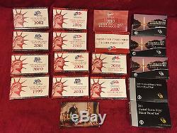 1999-2015 US Mint Silver Proof Set Collection (Orig Boxes and COAS)