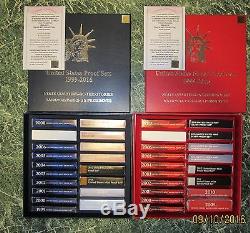 1999-2016 SILVER & CLAD PROOF SET COLLECTION (36 SETS in a STORAGE BOX)