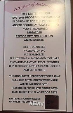 1999 2016 Silver Proof Set With U. S. Mint Red Storage Box