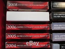 1999-2016 Silver Proof Sets In Red Storage Box