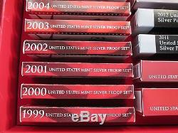 1999-2016 Silver Proof Sets In Red Storage Box