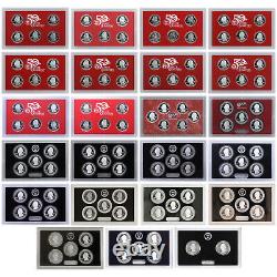 1999-2021 S State & Park Quarter 90% Silver Proof Set Run No Box or COA 113 Coin