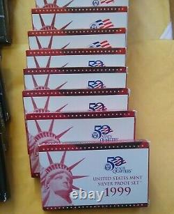 1999 2021 US Mint Silver Proof Sets Complete Run With Mint Boxes & COAs 23 Total