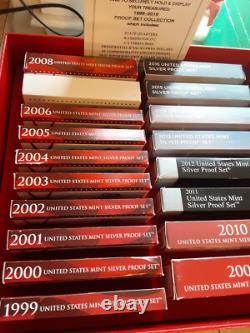 1999-2025 Silver Proof sets. 27 sets with Boxes and COAs. OGP. See photos