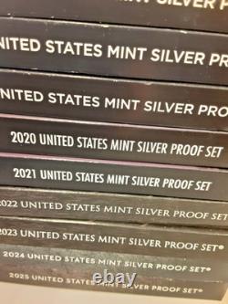 1999-2025 Silver Proof sets. 27 sets with Boxes and COAs. OGP. See photos