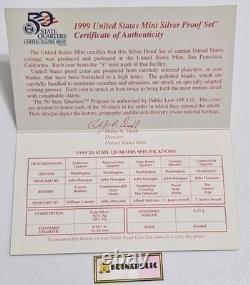 1999 S SILVER Proof Set in Original Box with COA, From Storage FIRST IN SERIES