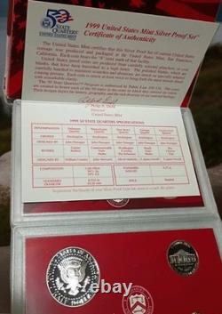 1999-S United States Mint Silver Proof 9 Coin Set with COA & Original Box(Nice)