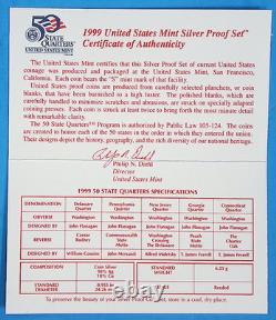 1999-S United States Mint Silver Proof Set 9-Coins OGP