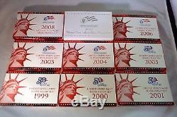 1999 Thru 2008 Except 2002 Silver Proof Sets Excellent Condition Inv # I-4600