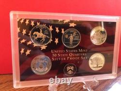 1999 United States Mint SILVER PROOF SET 9 Coin Set with State Quarters and COA